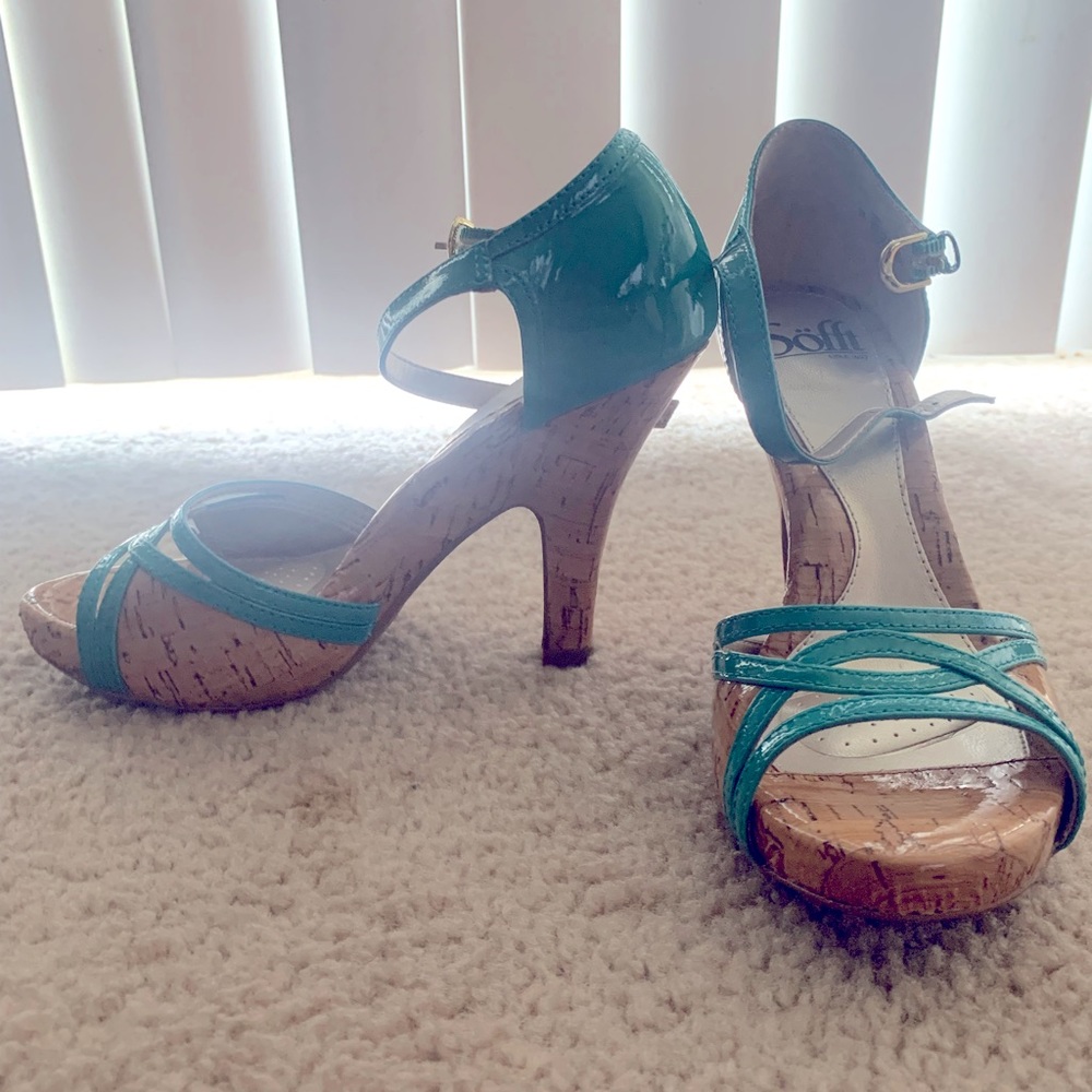 Turquoise and cork Softt sandals